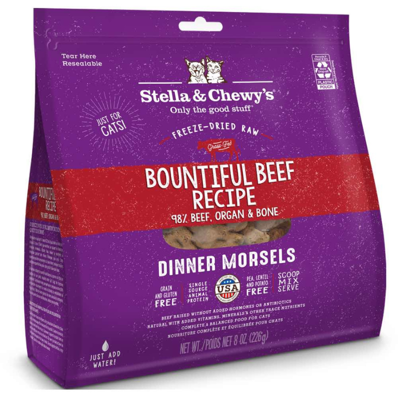 Stella & Chewy's Bountiful Beef Dinner Morsels Grain-Free Freeze-Dried Raw Cat Food [2 Size]