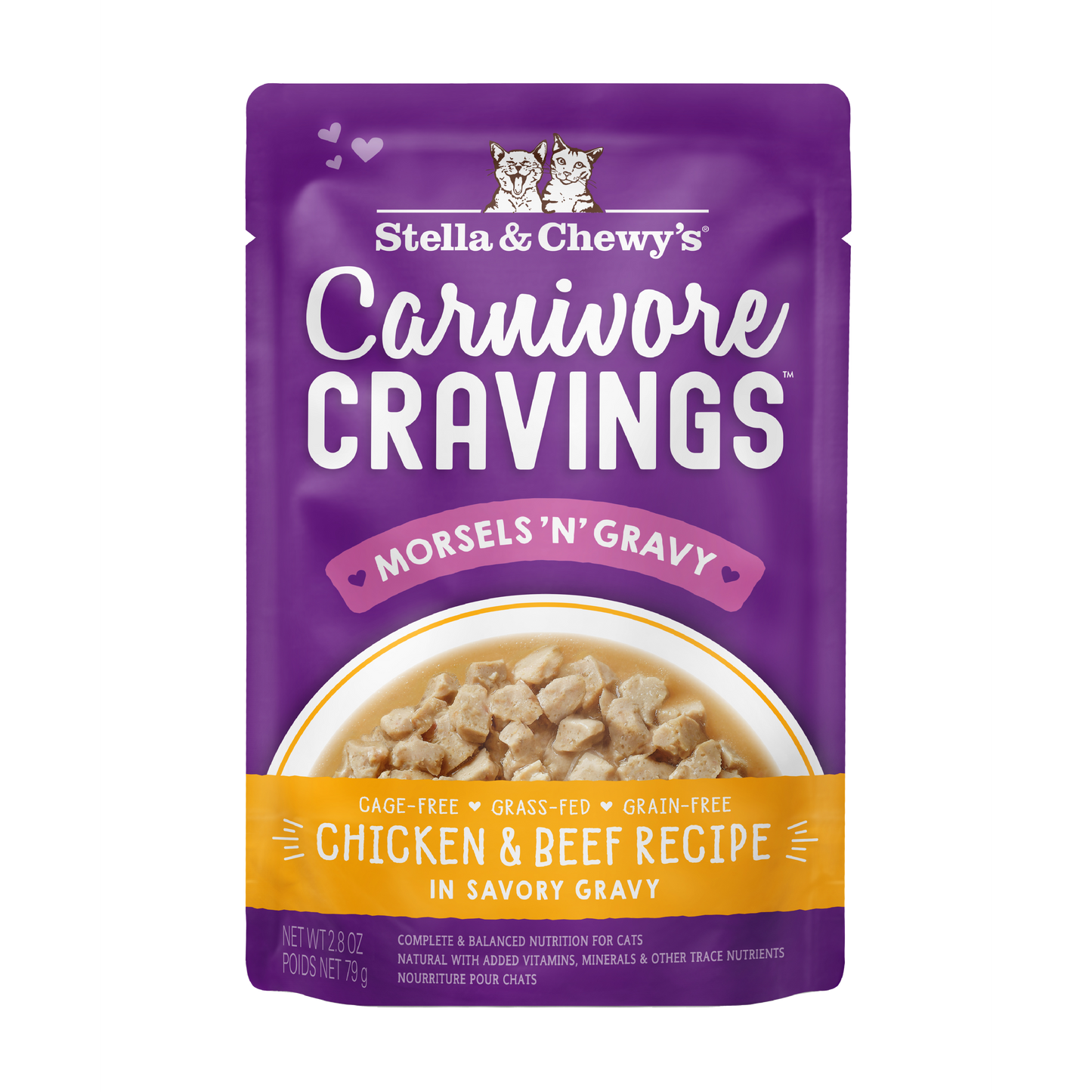 Stella & Chewy's Carnivore Cravings Morsels'n'gravy Chicken & Beef Recipe Cat Food Pouch