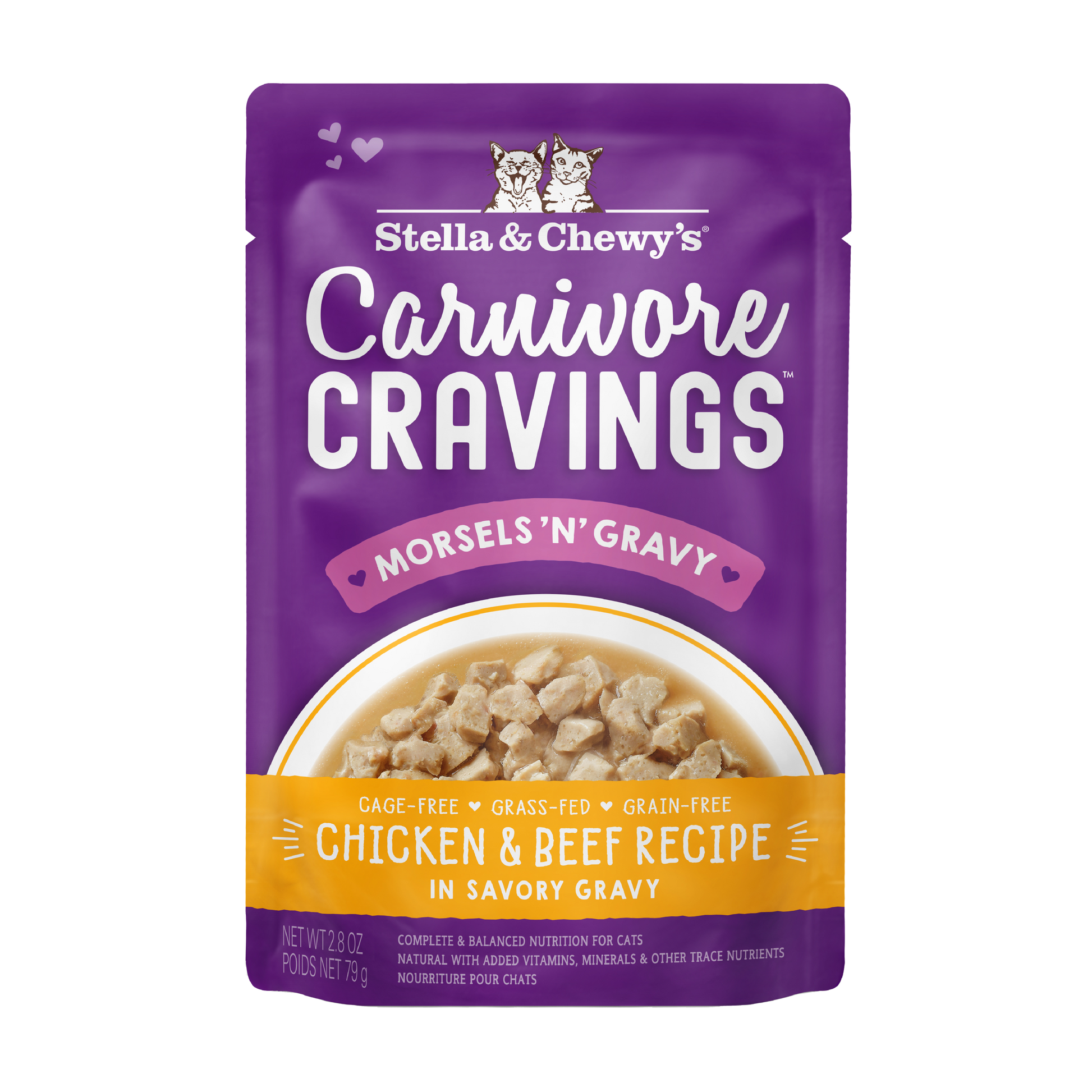 Stella & Chewy's Carnivore Cravings Morsels'n'gravy Chicken & Beef Recipe Cat Food Pouch