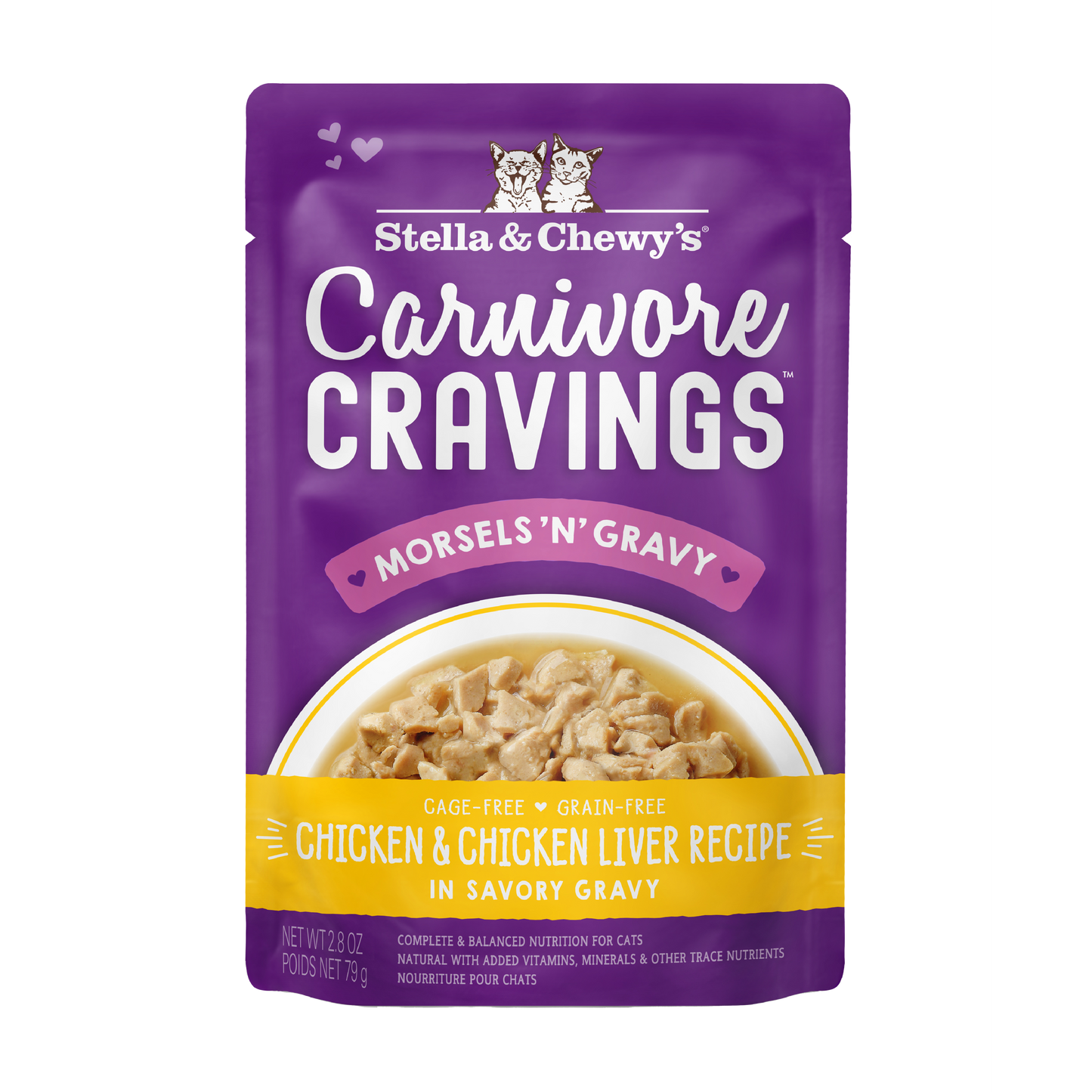 Stella & Chewy's Carnivore Cravings Morsels'n'gravy Chicken & Chicken Liver Recipe Cat Food Pouch