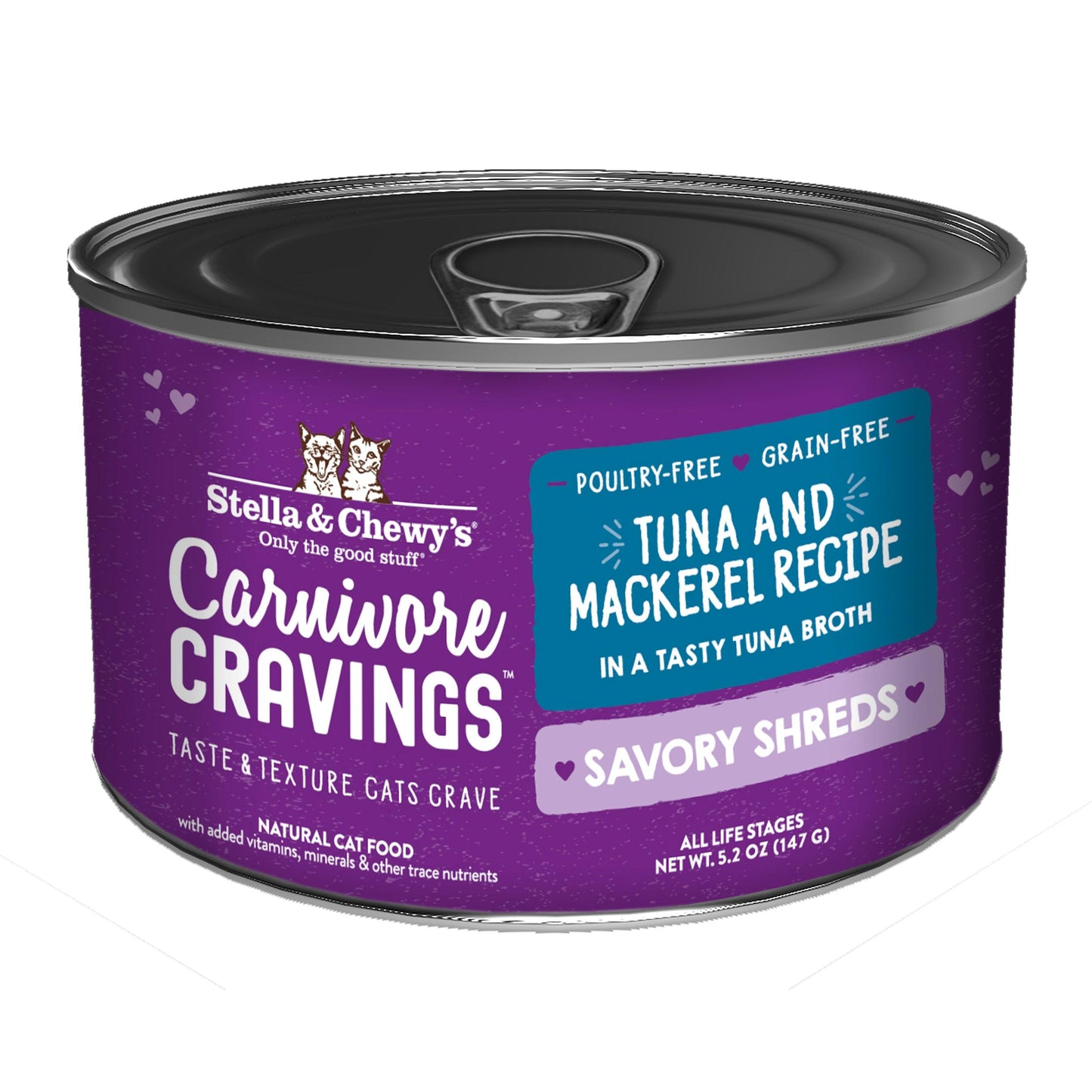 Stella & Chewy's Carnivore Cravings Savory Shreds Can - Tuna And Mackerel In Broth