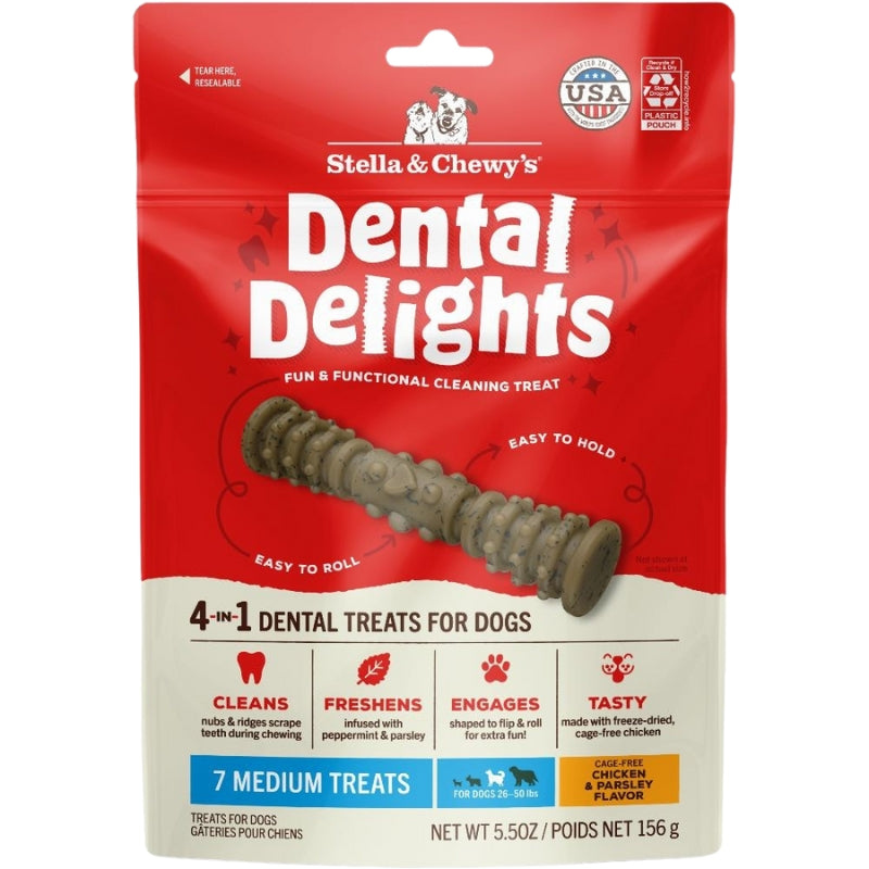 Stella & Chewy's Dental Delights 4-In-1 Dental Dog Treats [4 Size]