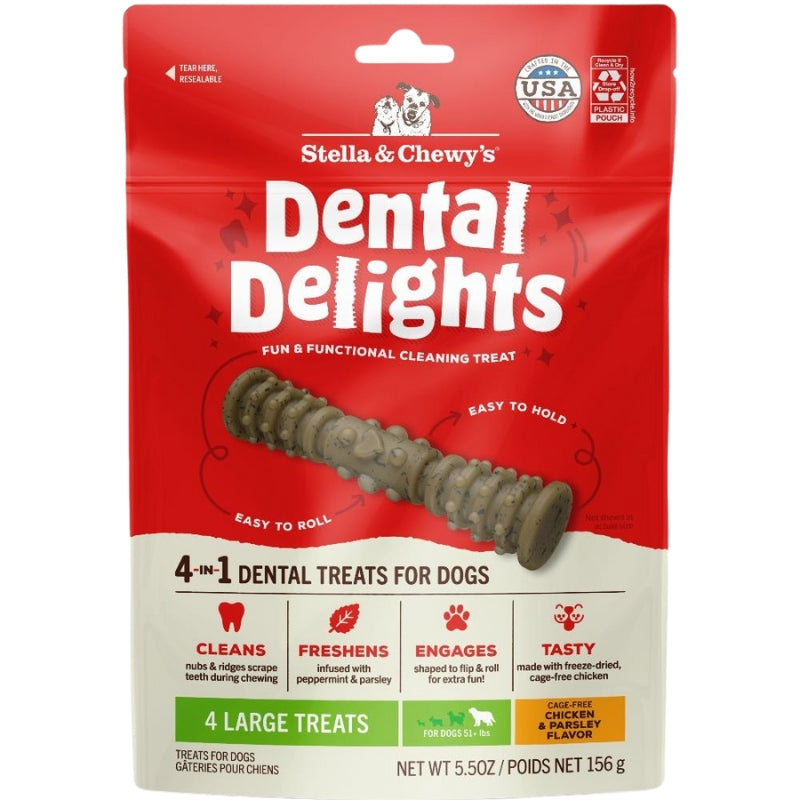 Stella & Chewy's Dental Delights 4-In-1 Dental Dog Treats [4 Size]
