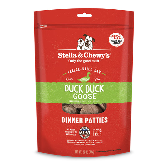 Stella & Chewy's Duck Goose Dinner Patties Grain-Free Freeze-Dried Raw Dog Food [2 Size]