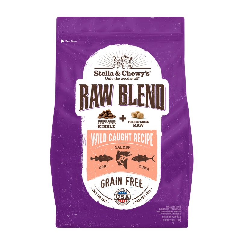 Stella & Chewy's Freeze-Dried Raw Blend Kibble Wild-Caught Fish Grain-Free Dry Cat Food [2 Size]