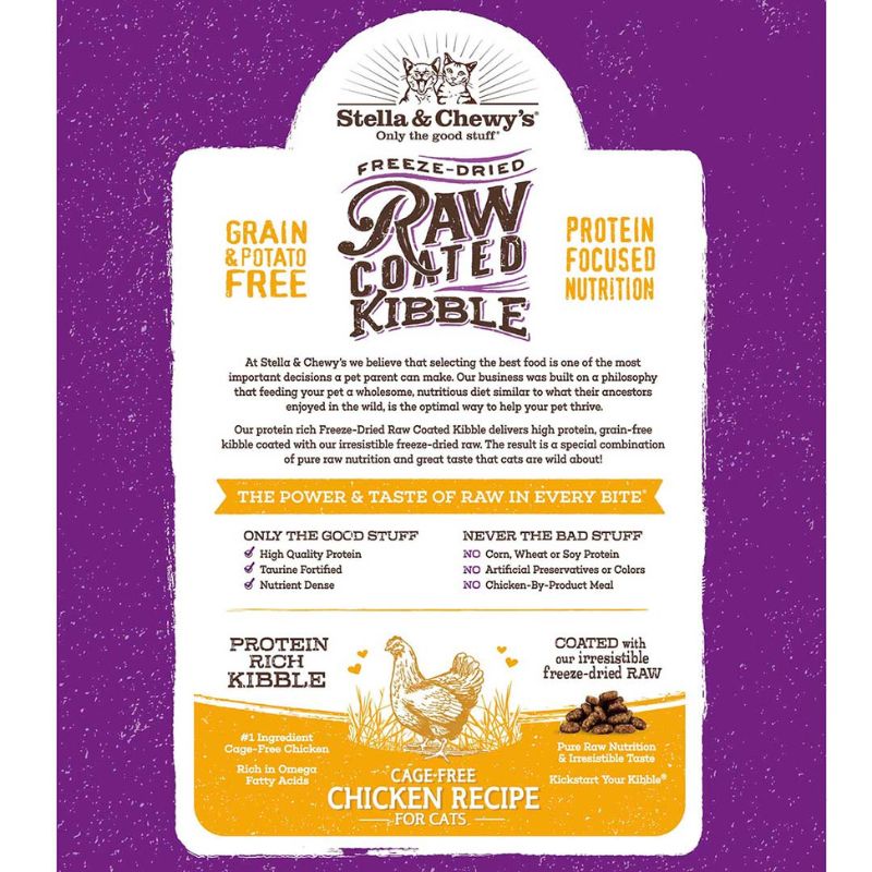 Stella & Chewy's Freeze-Dried Raw Coated Kibble Chicken Grain-Free Dry Cat Food [3 Size]