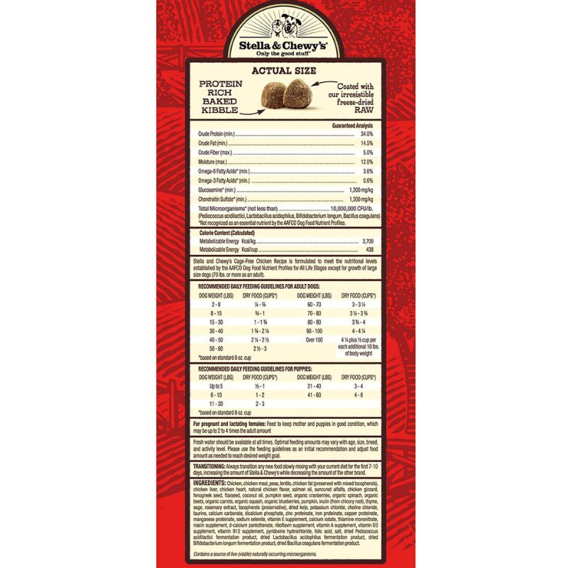 Stella & Chewy's Freeze-Dried Raw Coated Kibble Chicken Grain-Free Dry Dog Food [2 Size]