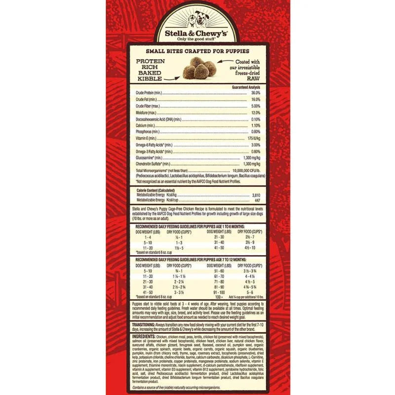 Stella & Chewy's Freeze-Dried Raw Coated Kibble Chicken Puppy Grain-Free Dry Dog Food [2 Size]