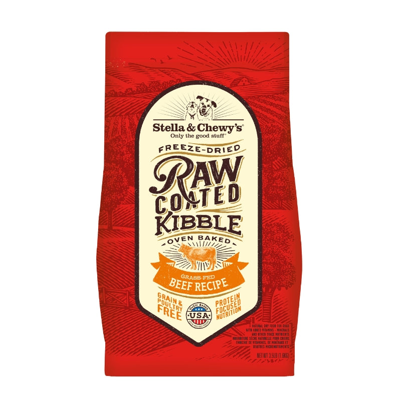 Stella & Chewy's Freeze-Dried Raw Coated Kibble Grass-Fed Beef Grain-Free Dry Dog Food [2 Size]
