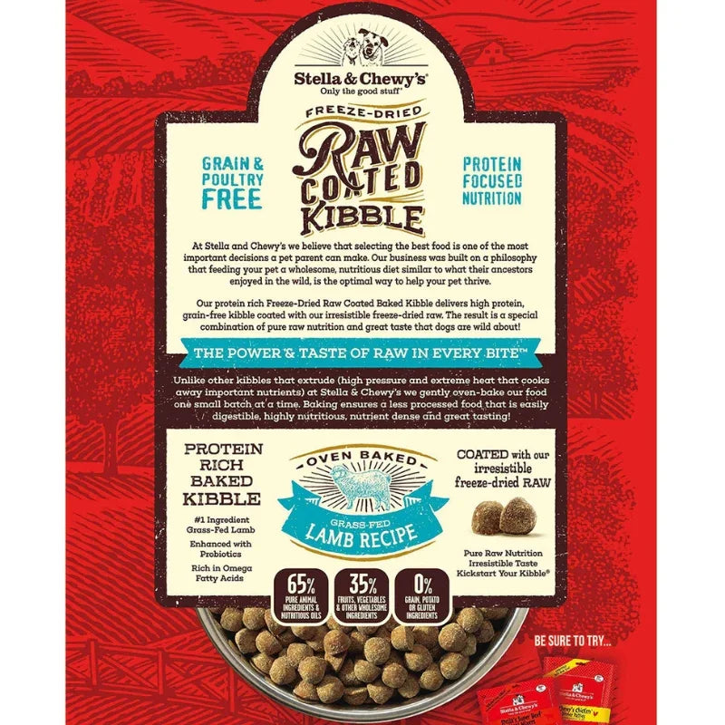 Stella & Chewy's Freeze-Dried Raw Coated Kibble Lamb Grain-Free Dry Dog Food [2 Size]