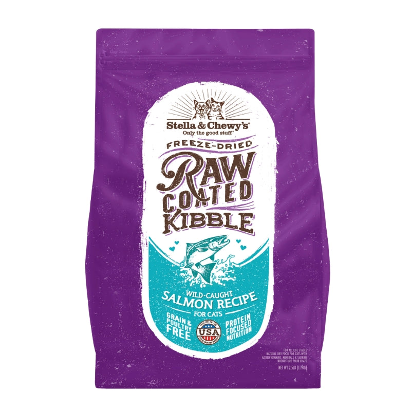 Stella & Chewy's Freeze-Dried Raw Coated Kibble Salmon Grain-Free Dry Cat Food [2 Size]