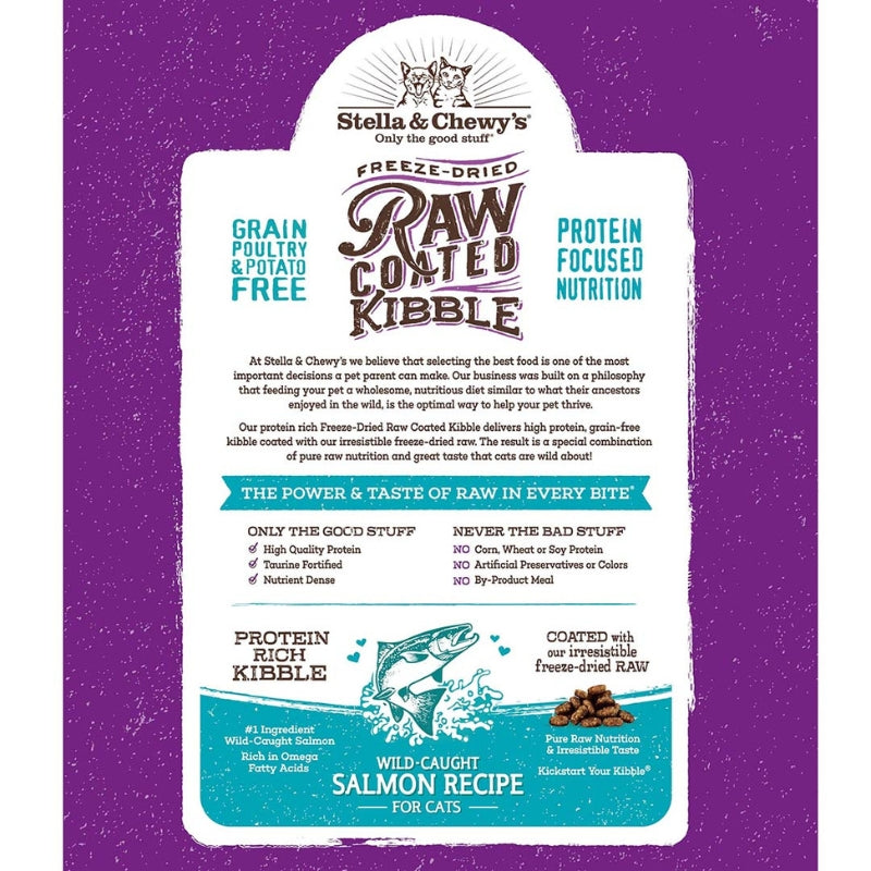 Stella & Chewy's Freeze-Dried Raw Coated Kibble Salmon Grain-Free Dry Cat Food [2 Size]