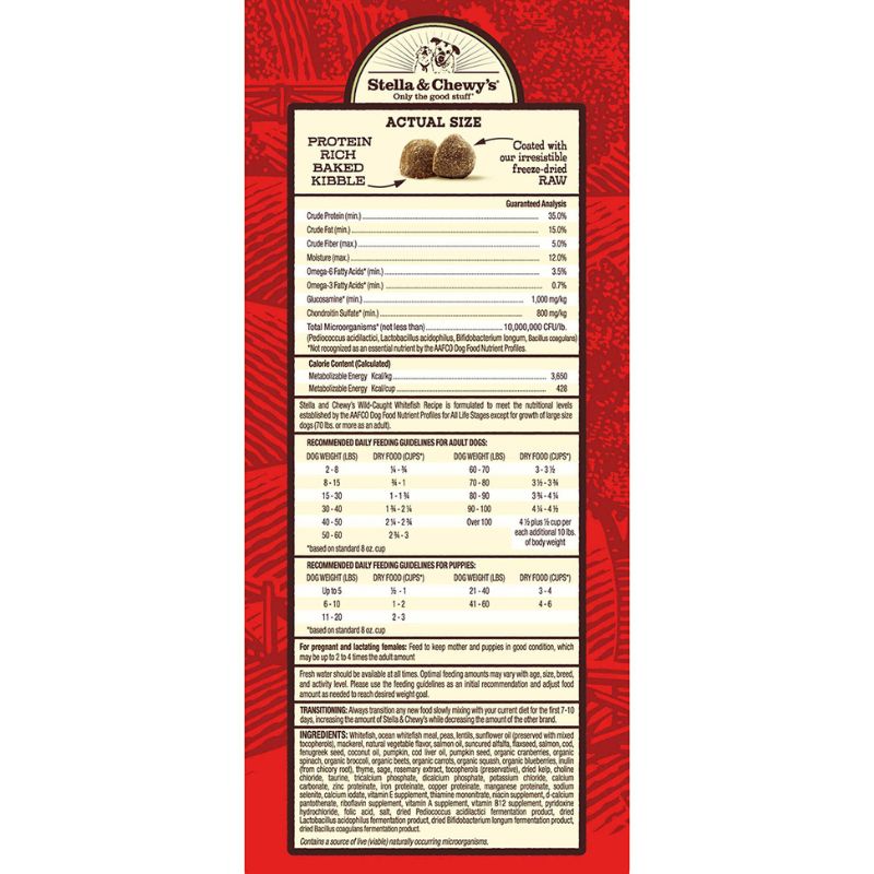 Stella & Chewy's Freeze-Dried Raw Coated Kibble Whitefish Grain-Free Dry Dog Food [2 Size]