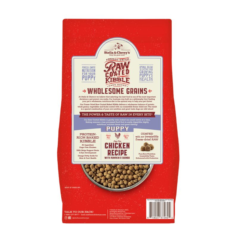 Stella & Chewy's Freeze-Dried Raw Coated Kibble Wholesome Grains Chicken Puppy Dry Dog Food [2 Size]