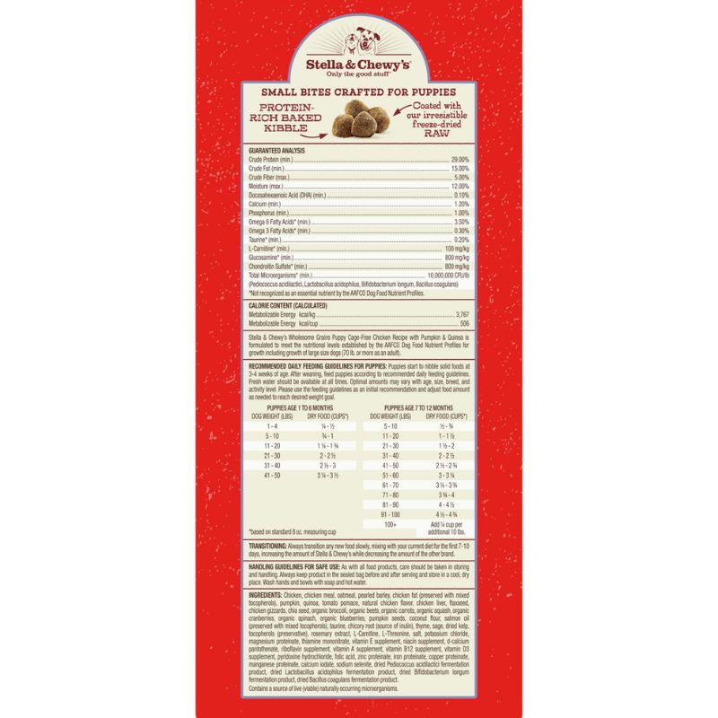 Stella & Chewy's Freeze-Dried Raw Coated Kibble Wholesome Grains Chicken Puppy Dry Dog Food [2 Size]