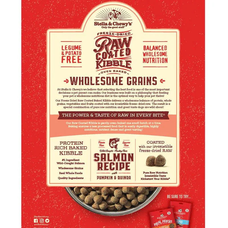 Stella & Chewy's Freeze-Dried Raw Coated Kibble Wholesome Grains Salmon With Pumpkin & Quinoa Dry Dog Food [2 Size]