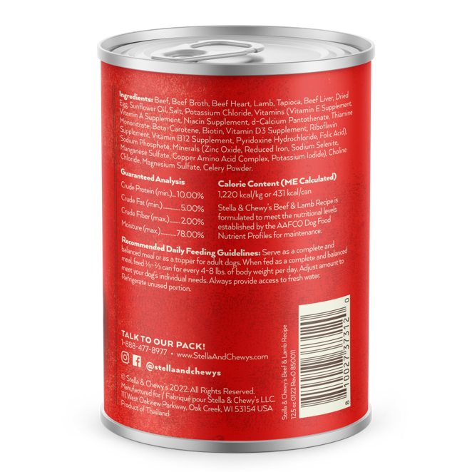 Stella & Chewy's Gourmet Pate For Dogs - Beef & Lamb Recipe