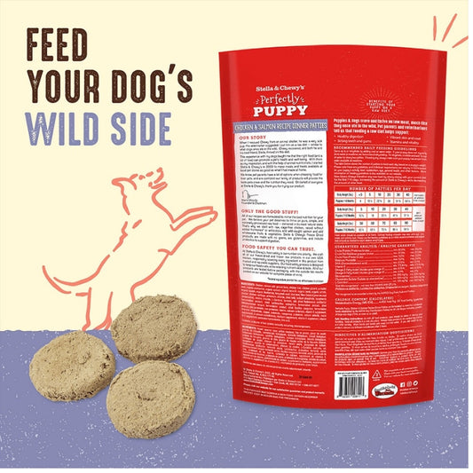Stella & Chewy's Perfectly Puppy Chicken & Salmon Dinner Patties Grain-Free Freeze-Dried Raw Dog Food - 14 oz