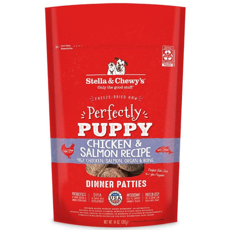 Stella & Chewy's Perfectly Puppy Chicken & Salmon Dinner Patties Grain-Free Freeze-Dried Raw Dog Food - 14 oz