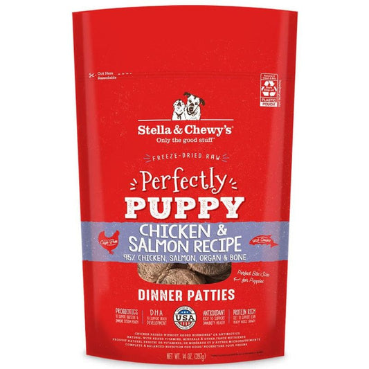 Stella & Chewy's Perfectly Puppy Chicken & Salmon Dinner Patties Grain-Free Freeze-Dried Raw Dog Food - 14 oz