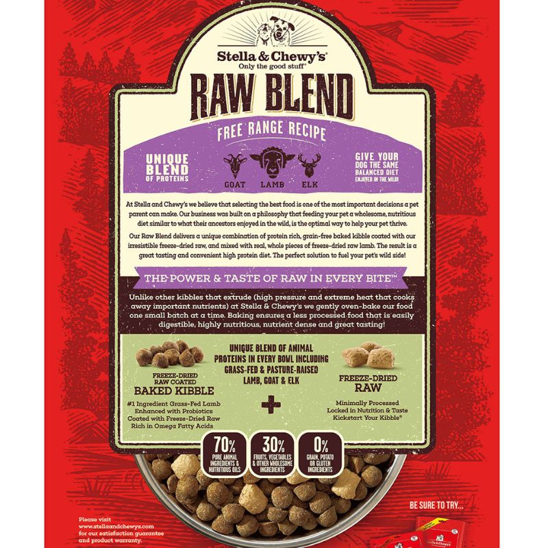 Stella & Chewy's Raw Blend Free Range Kibble With Freeze-Dried Raw Grain-Free Dry Dog Food [2 Size]
