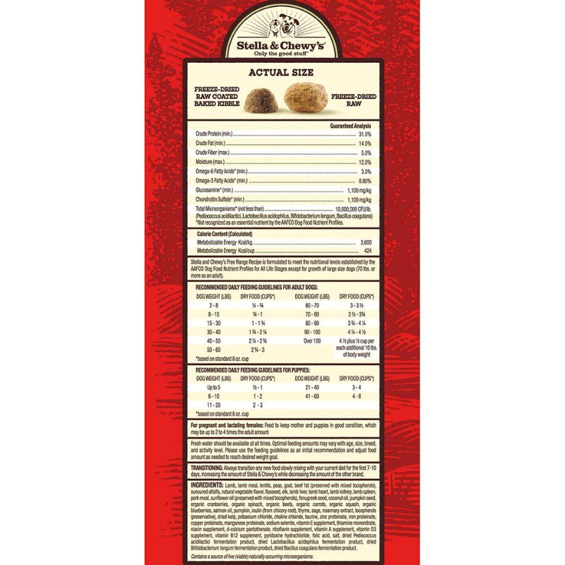 Stella & Chewy's Raw Blend Free Range Kibble With Freeze-Dried Raw Grain-Free Dry Dog Food [2 Size]