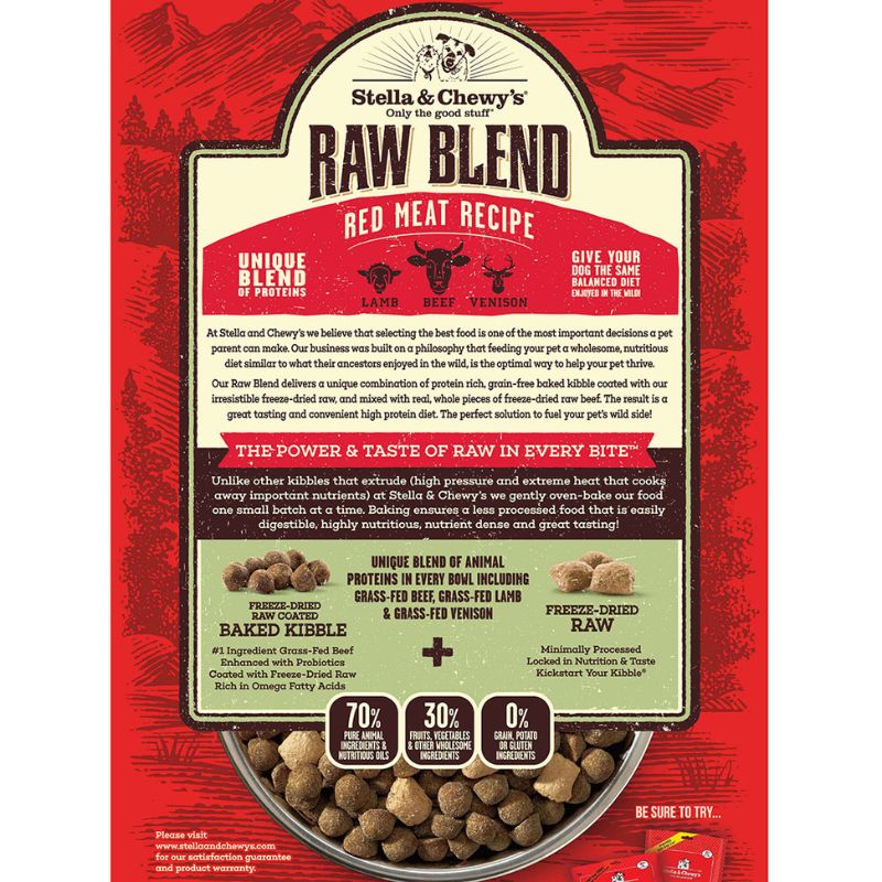 Stella & Chewy's Raw Blend Red Meat Kibble With Freeze-Dried Raw Grain-Free Dry Dog Food [2 Size]