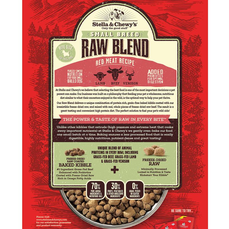 Stella & Chewy's Raw Blend Red Meat Kibble With Freeze-Dried Raw Small Breed Grain-Free Dry Dog Food [2 Size]
