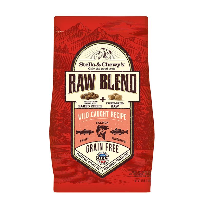 Stella & Chewy's Raw Blend Wild Caught Fish Kibble With Freeze-Dried Raw Grain-Free Dry Dog Food [2 Size]