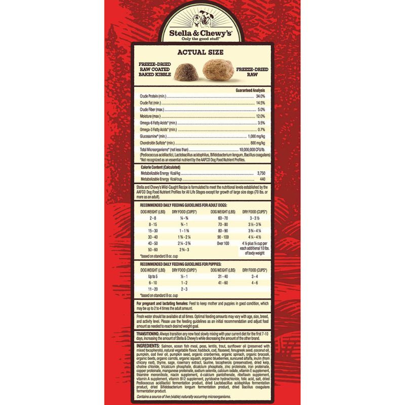 Stella & Chewy's Raw Blend Wild Caught Fish Kibble With Freeze-Dried Raw Grain-Free Dry Dog Food [2 Size]