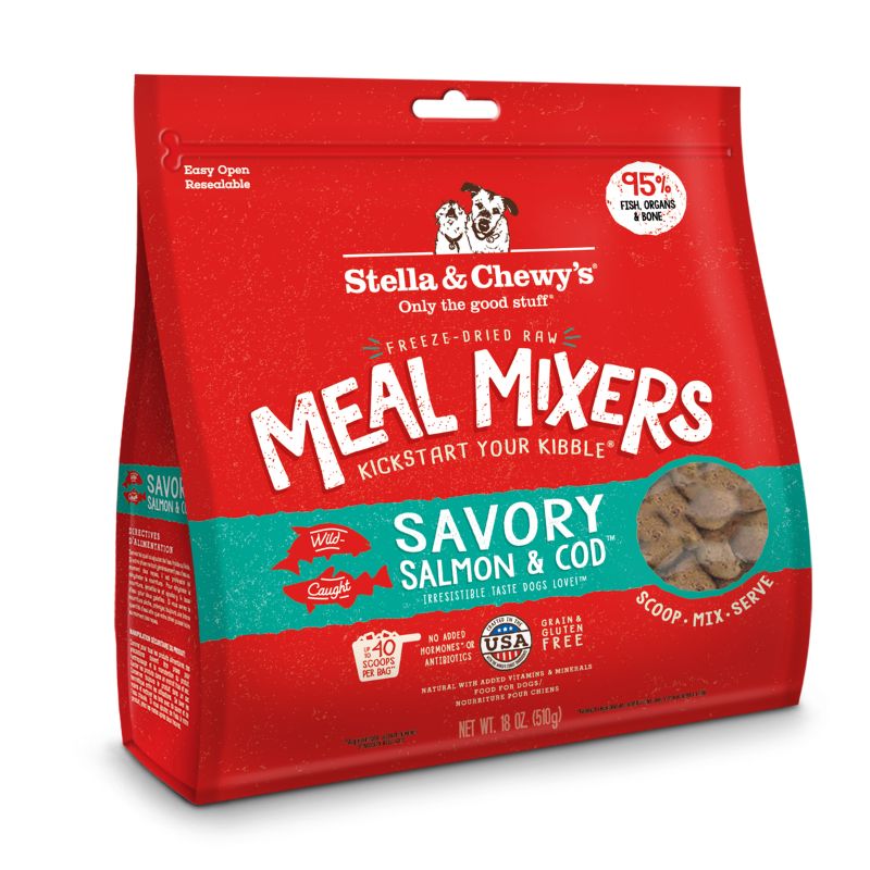 Stella & Chewy's Savory Salmon & Cod Meal Mixers Grain-Free Freeze-Dried Raw Dog Food [2 Size]