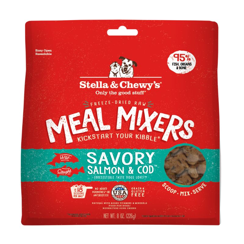 Stella & Chewy's Savory Salmon & Cod Meal Mixers Grain-Free Freeze-Dried Raw Dog Food [2 Size]