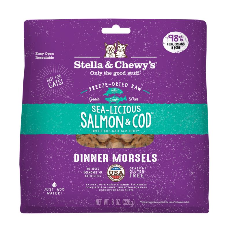 Stella & Chewy's Sea-licious Salmon & Cod Dinner Morsels Freeze-Dried Cat Food [2 Size]