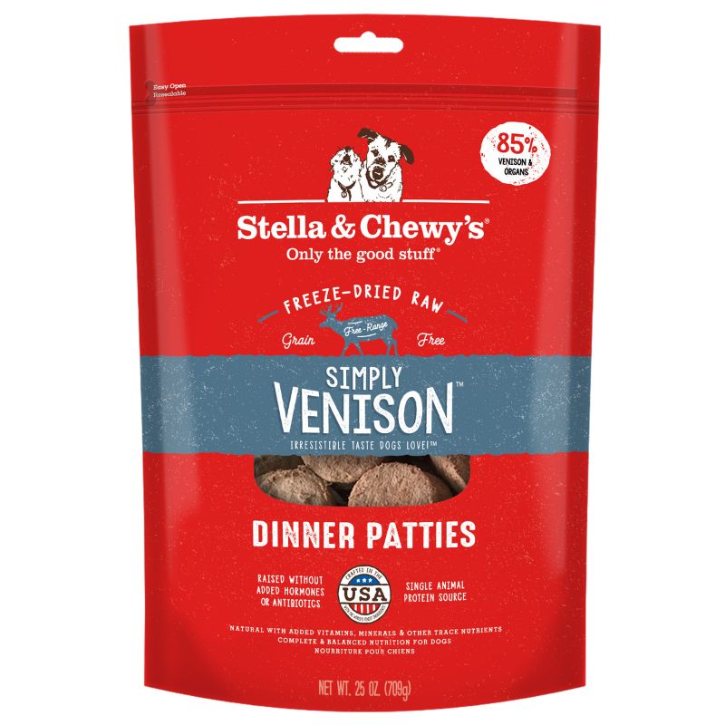 Stella & Chewy's Simply Venison Dinner Patties Grain-Free Freeze-Dried Raw Dog Food - 25 oz