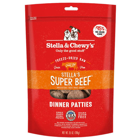 Stella & Chewy's Stella's Super Beef Dinner Patties Grain-Free Freeze-Dried Raw Dog Food [2 Sizes]