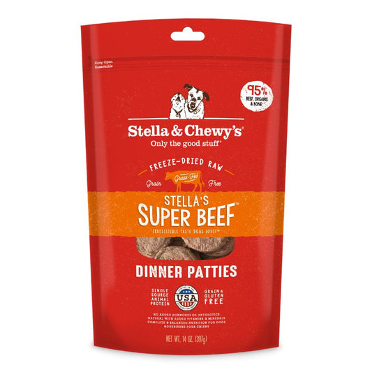 Stella & Chewy's Stella's Super Beef Dinner Patties Grain-Free Freeze-Dried Raw Dog Food [2 Sizes]
