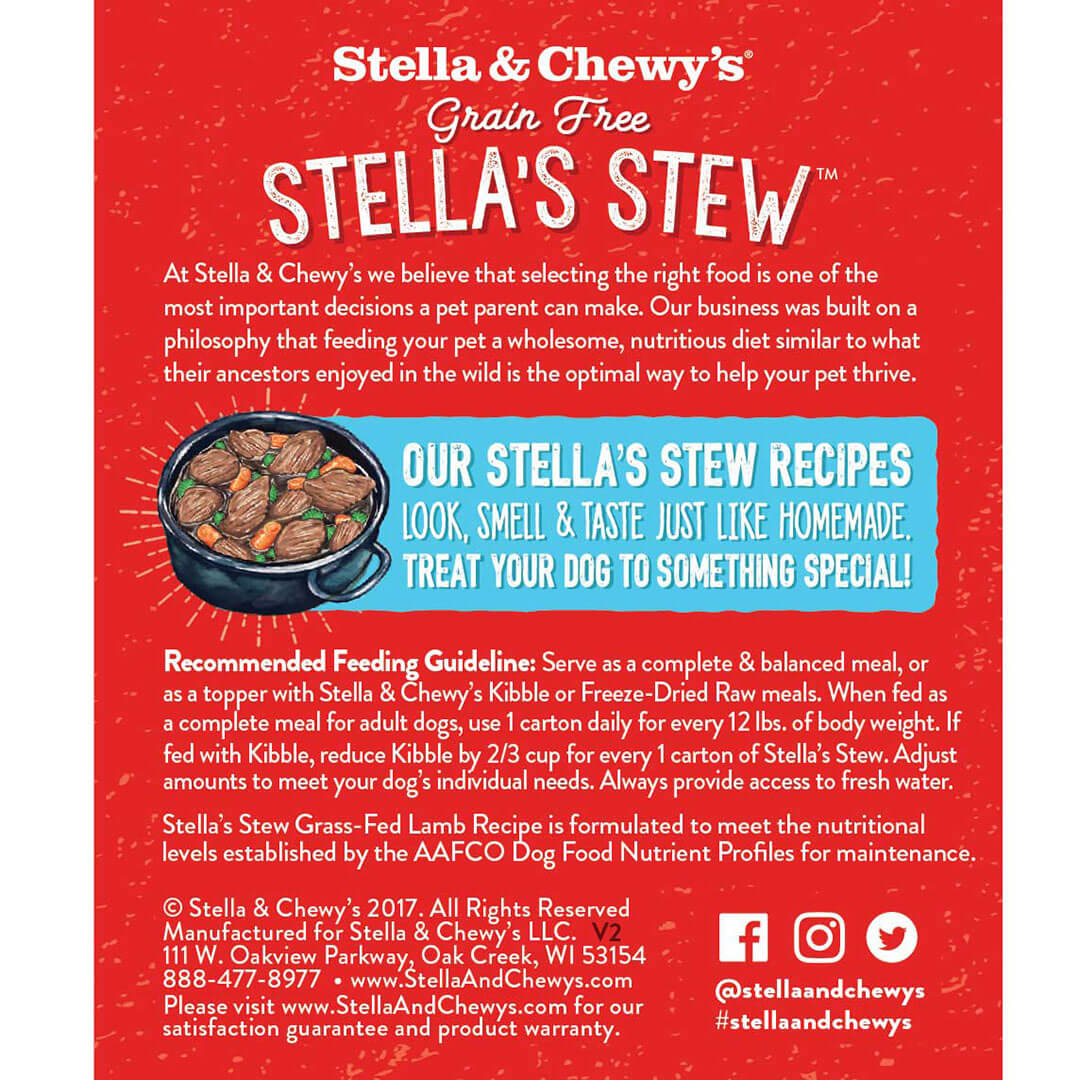 Stella & Chewy's Stew Grass-fed Lamb Recipe Wet Dog Food