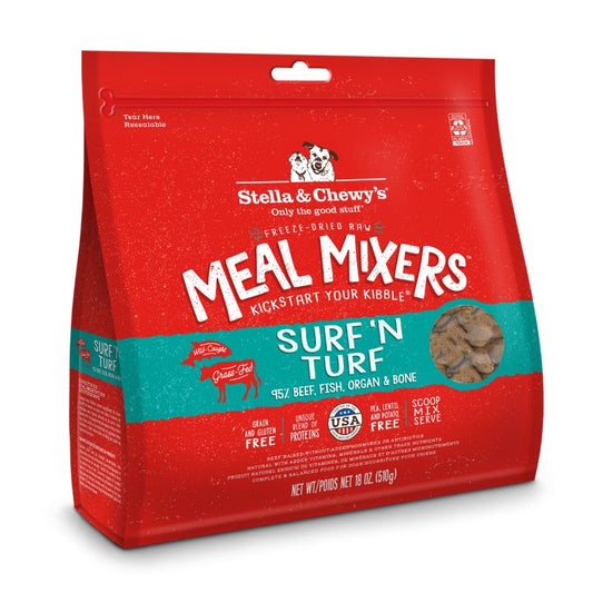 Stella & Chewy's Surf & Turf Meal Mixers Grain-Free Freeze-Dried Raw Dog Food [2 Size]