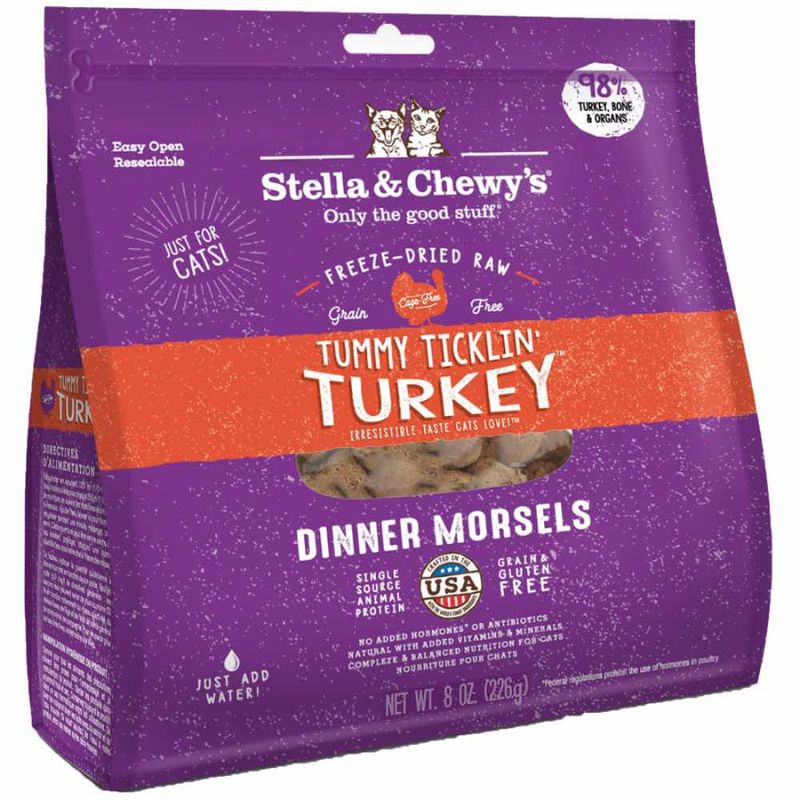 Stella & Chewy's Tummy Ticklin' Turkey Dinner Morsels Freeze-Dried Cat Food [2 Size]