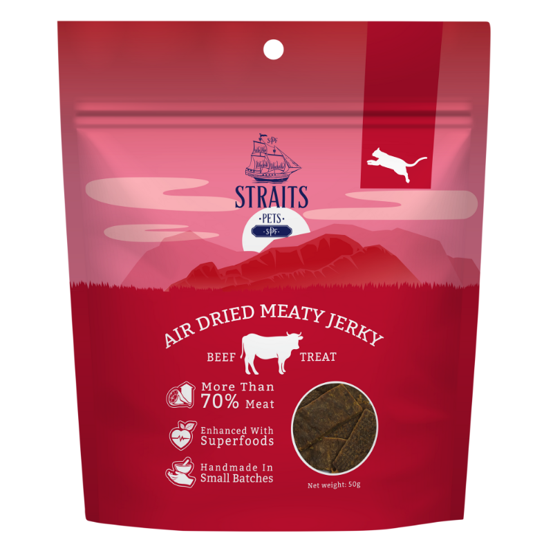 Straits Pets Air Dried Meaty Jerky Beef Cat - 50g