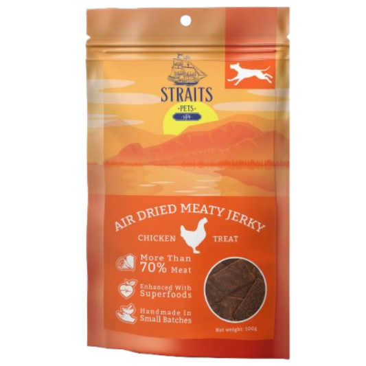 Straits Pets Air Dried Meaty Jerky Chicken For Dogs - 100g