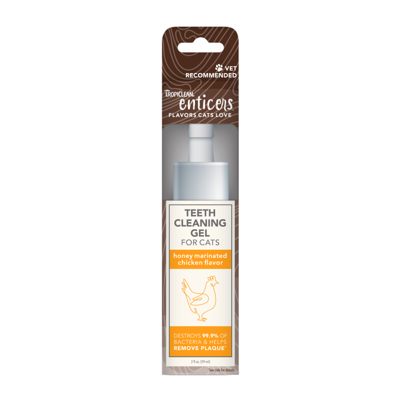 Tropiclean Enticers Honey Marinated Chicken Flavor Teeth Cleaning Gel For Cats 2oz
