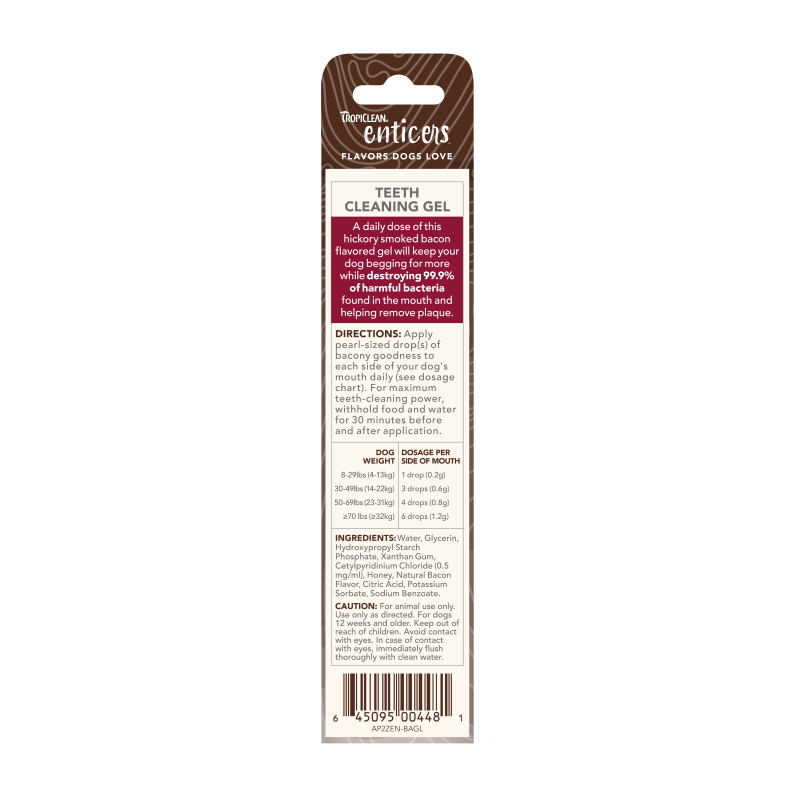 Tropiclean Enticers Hickory Smoked Bacon Flavor Teeth Cleaning Gel For Dogs 2oz