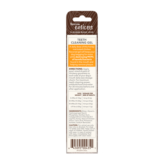 Tropiclean Enticers Honey Marinated Chicken Flavor Teeth Cleaning Gel For Dogs 2oz