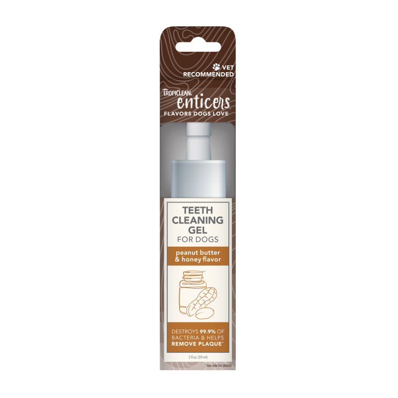 Tropiclean Enticers Peanut Butter & Honey Flavor Teeth Cleaning Gel For Dogs 2oz