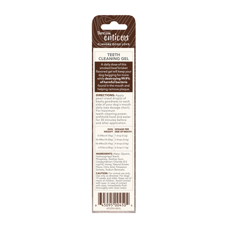 Tropiclean Enticers Smoked Beef Brisket Flavor Teeth Cleaning Gel For Dogs 2oz