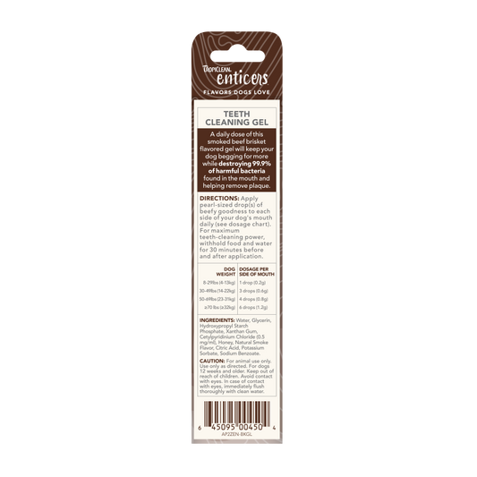 Tropiclean Enticers Smoked Beef Brisket Flavor Teeth Cleaning Gel For Dogs 2oz