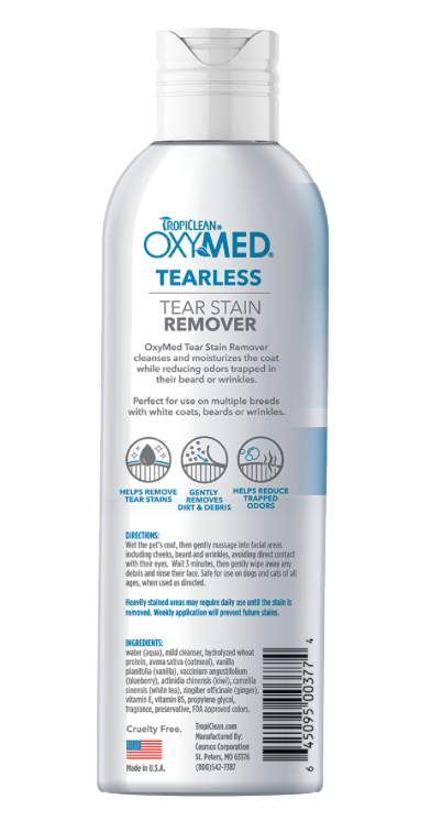 TropiClean OxyMed Tear Stain Remover for Dogs, 8oz