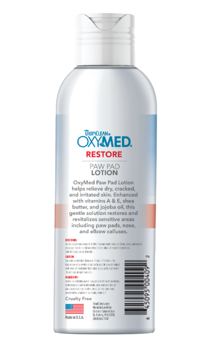 Tropiclean OxyMed Restore Paw Pad Lotion For Cats & Dogs 4oz