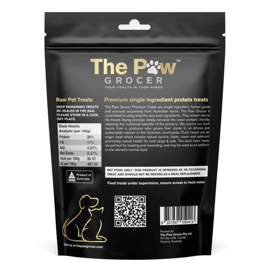 The Paw Grocer Duck Hearts Freeze-Dried Treats 72g